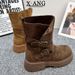 Cowhide Version Wasteland Martin Boots Women's Boots 2025 Autumn New Thick-soled Heightening Short Boots Western Cowboy Boots_vogvips.com