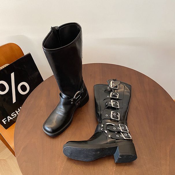 Brown Over-the-Knee Chunky Heel Niche Denim Long For Women 2025 New Summer High Tube Western Slimming Riding Boots_vogvips.com