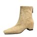 2323-1 Vintage British Style Square-Toed Ankle For Women, Suede, Back Zipper, Height-Increasing, Fashionable Stretch_vogvips.com