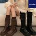 Popular Boots For Children Wearing Lace Stockings, Retro Long Boots, 2025 Autumn And Winter New Height Increasing Soft Top Long Boots_vogvips.com