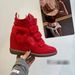 Women's High Top Round Toe Velcro Sneakers Color Block Casual Shoes Comfort Versatile PVC Upper With Height Increase Feature_vogvips.com