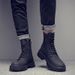 Martin Boots Men's High-top Leather Shoes Wind Thick-soled Heightened Velvet Black Locomotive Boys Soft Leather Medium-top Boots_vogvips.com