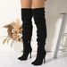 Elegant Suede Over-the-Knee Boots For Women - Pointed Toe, Stiletto Heel, Foldable Cuff, Retro Style_vogvips.com