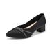 Fashion Classic Black Rhinestone Cross-decorated Chunky Heel Women's Shoes Made Of Lycra Fabric With Pointed Toe And Medium Heel_vogvips.com