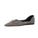 Cameido Flats For Women Spring Pointed Toe Loafer Kiltie Bow Checkered Pattern Crystal Shoes_vogvips.com