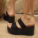Women's Open Toe Wedge Sandals Summer Platform Slippers plus Size Thick Sole in Sizes 34-43 Casual Breathable PU Leather_vogvips.com
