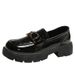 Glossy Small Leather Shoes Women's Tide Platform Heightening Lace-up Retro College British Style_vogvips.com