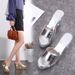 Women's Platform Slide Sandals - Chunky High Heel Open-Toe Slippers For Summer (Silver/Gold)_vogvips.com