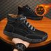 Men's Cotton Shoes Winter Thickened Warm Mid-Top Men's Shoes Lace-Up Non-Slip Soft Sole Outdoor Sports Casual Shoes_vogvips.com