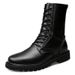 European Warm Series Martin High Top Shoes Autumn Winter Korean Motorcycle Long British Style Fleece Lined Height Increasing Military Boots_vogvips.com