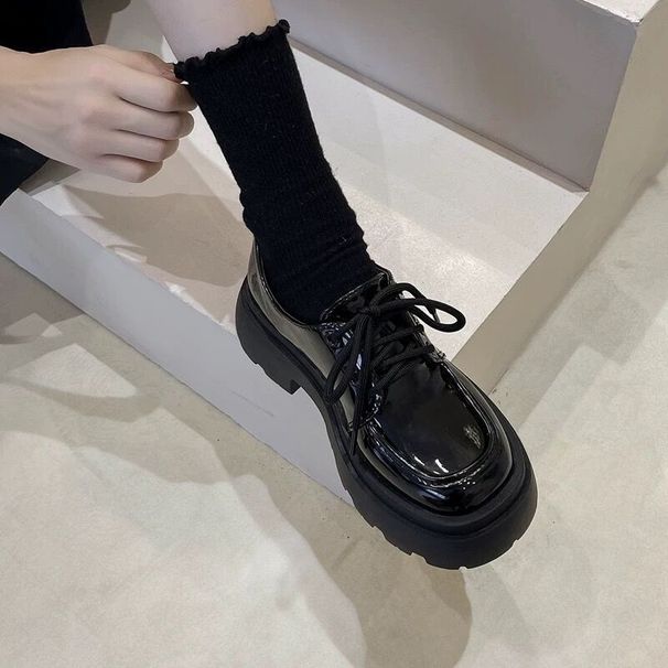 Thick-soled Small Leather Shoes, Women's New Year's Skirts, Single Shoes_vogvips.com