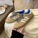 Meridian Color Blocked German Training Shoes, Soft Leather Sports Casual Shoes, Women's Lace Up Retro Flat Shoes, Women's Sneakers._vogvips.com