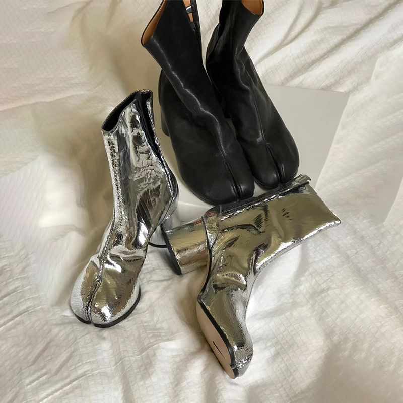 In Stock Cowhide Version ~ Niche Genuine Leather Pig's Hoof Split-Toe Martin For Women British Style Chunky Heel_vogvips.com