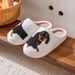 Pattern Dachshund Embroidery Stuffed Home Thick Sole Plaid Furry Cotton Warm Non-slip Indoor Slippers Pet Mom Gift_vogvips.com