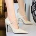 Women's Shoes Banquet Hollowed Out Pointed High Heels For Women, Stiletto Heels, T Strap Strap, Super High Heels, Low Mouth._vogvips.com