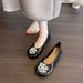 French High-end Versatile Square Head Rhinestone Black Single Shoes Women's Shoes Spring And Autumn Mid-heel Fashion Women's Shoes_vogvips.com