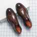 Suitable For All Seasons Men's Youth Breathable Brogue Leather Brown Carved Business Formal Groom Wedding Suit Shoes_vogvips.com