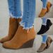 European And American Fashion Plus Size Shoes Cross-Border Trade Wedge Suede Short Women's Wish Autumn Winter New Martin_vogvips.com