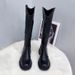 V-Cut Long Slimming Soft Leather Over-the-Knee High Petite Knight Stretch Slim Boots_vogvips.com