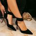 Women's High Heel Sandals Women's Black Plush Fashion Sexy Pointed Toe Back Zipper High Heel Women's Shoes_vogvips.com