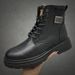 Men's Winter Thick Sole British Style Martin 2024 New Fleece Lined Thickened Snow Boots Warm Cotton Shoes_vogvips.com