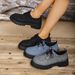 Women's Lace up Denim Platform Loafers Chunky Heel Retro Low Top Single Shoes plus Size Autumn New Style_vogvips.com