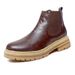 Men's Chelsea Boots Genuine Leather Slip-On Ankle Boots With Hidden Height Increase, Winter Lined Casual Shoes For Big Size_vogvips.com