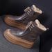 Snow 2025 New Model Maillard Winter Short With Fleece Lining And Thickened Design, Women's Martin Boots In Brown Cotton_vogvips.com