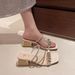 Women's Summer Outdoor Slippers 2025 New Trendy Rhinestone Shoes Fashion Chunky High Heels Mid Heel One-Strap Sandals_vogvips.com