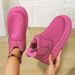 Women's Winter Warm Snow Boots Fleece Lined Thick Cotton Leather Fur Integrated Thick Soled Short Plus Size Elastic Band Shoes_vogvips.com