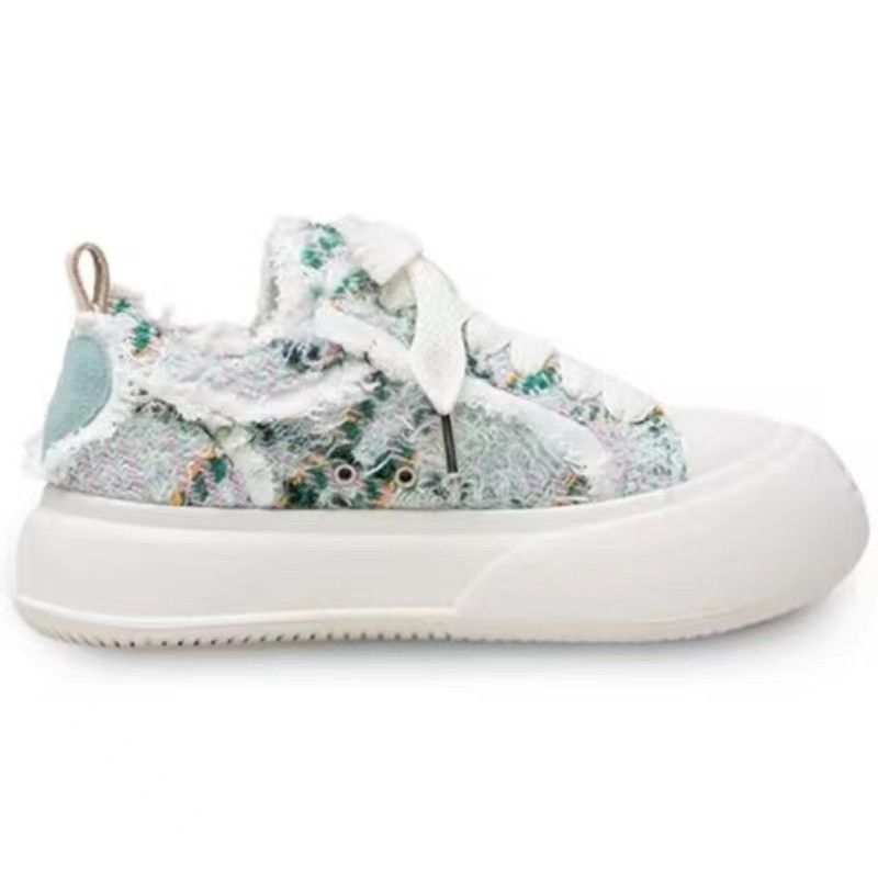 Women's Shoes Little White Shoes Canvas Shoes Women Thick Soled Bubble Shoes Open Mouthed Smile Little White Shoes Casual Sneakers_vogvips.com