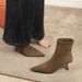 2738-1 French Classic Retro Style Suede Pointed Toe Slim Single Thin Mid Heel Versatile Melard Short Boots For Women_vogvips.com