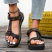 Cross-border foreign trade large size spot 2023 summer new fashion daily casual leather medium heel women's flat sandals_vogvips.com