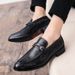 Suitable For All Seasons Hair Stylist Men With Suit Pants, Snake Pattern Pointed Toe Casual Nightclub Bar Slip-On Leather Shoes For Fashion Show_vogvips.com