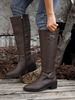 Women's Shoes 43 Large Size Women's Winter New Women's Leather Boots Side Zipper High Boots High Heel Belt Buckle Knight Boots_vogvips.com