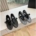 High Version 2024 Spring Mesh One Line Buckle Ballet Shoes Women's Rhinestone Flat Shoes Hollow Fishnet Mary Jane Single Shoes_vogvips.com