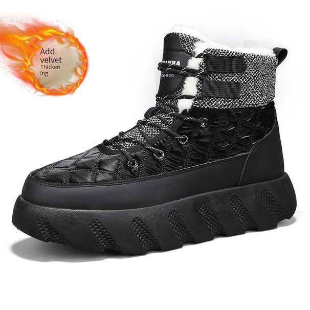Men's Winter Snow Boots With Fleece Lining, Thick Warm Front-Zip Slip-Resistant Casual Shoes For Cold Weather_vogvips.com