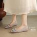 Cameido Crystal Square Buckle Flats For Women Patent Leather Elevator Shoes One Step Shallow Mouth Commuting Shoes_vogvips.com
