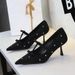 9517-1 Women's High Heels With Bowknot, Elegant And Sexy, Thin Heel, Shallow Mouth, Suede, Pointed Toe, Rhinestone,_vogvips.com
