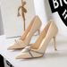 3391-1 European And American Fashion Party Stiletto Ultra High Heels Shallow Mouth Pointed Toe Rhinestone Bow Single_vogvips.com