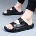 Top Layer Cowhide Men In Summer, Outdoor Beach Shoes Indoor Anti Slip High-end Cool Slippers For Men, Trendy_vogvips.com
