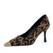 321-10 European And American Style Sexy High-heeled Leopard Print, Elegant Shallow-cut Women's Shoes, Suede Metal Small_vogvips.com