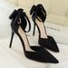 2025 Sweet Shoes, Fine High Heels, Shallow Mouth, Pointed Toe, Hollow Bow, Sandals_vogvips.com
