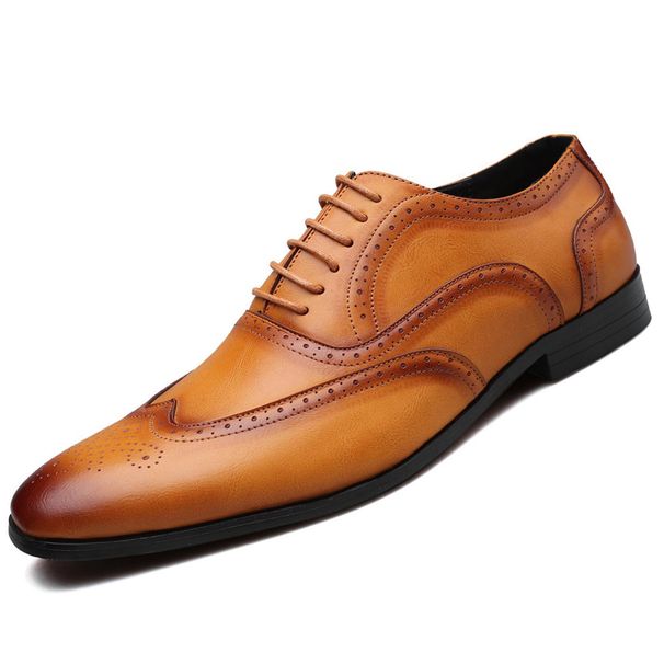 Men's Shoes Formal Shoes Men’s Shoes Large Size Formal Leather Shoes Fashion Brogue Shoes_vogvips.com
