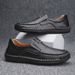 Plus-Size Trendy Driving Men's Shoes, Breathable Genuine Leather Versatile Loafers, Men's Business English-Style Versati_vogvips.com