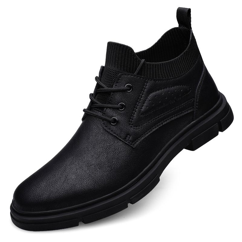 European Warm Series 2021 Autumn Martin British High Mid Top Casual Leather Shoes Work Men's Korean Style Trendy Short Boots_vogvips.com