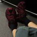 Women's Chunky Platform Sneakers With Rhinestone Accents - Breathable Round-Toe Casual Shoes For All Seasons In Ankara Red_vogvips.com