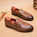 New Fashion Men's Brown Business Casual Loafer Shoes Daily Office Black Buckle Monk Men's Shoes One Foot Cover Banquet Dress Wedding Leather Shoes_vogvips.com