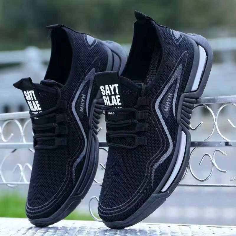 Men's Breathable Mesh Sports Shoes Summer Trendy Casual Flyknit Sneakers Soft Sole Running Shoes for Students_vogvips.com