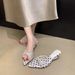 Fairy Wind Diamond Thin Strap Flip Flops Women's Summer Outwear New Pointed Toe Wedge Heel Elegant Sandals_vogvips.com